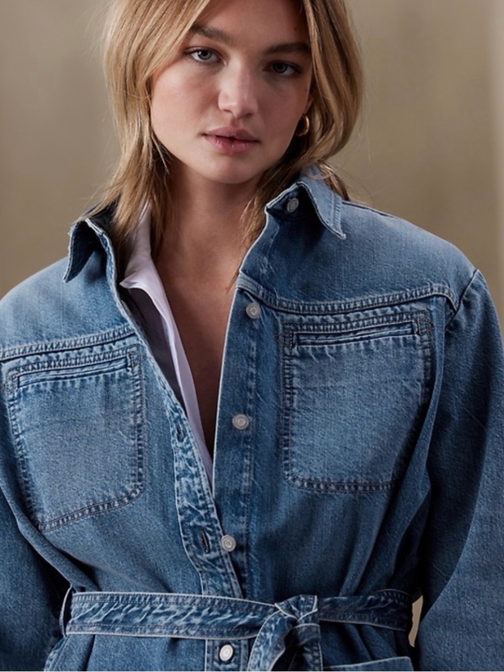 BANANA REPUBLIC DENIM BELTED SHACKET